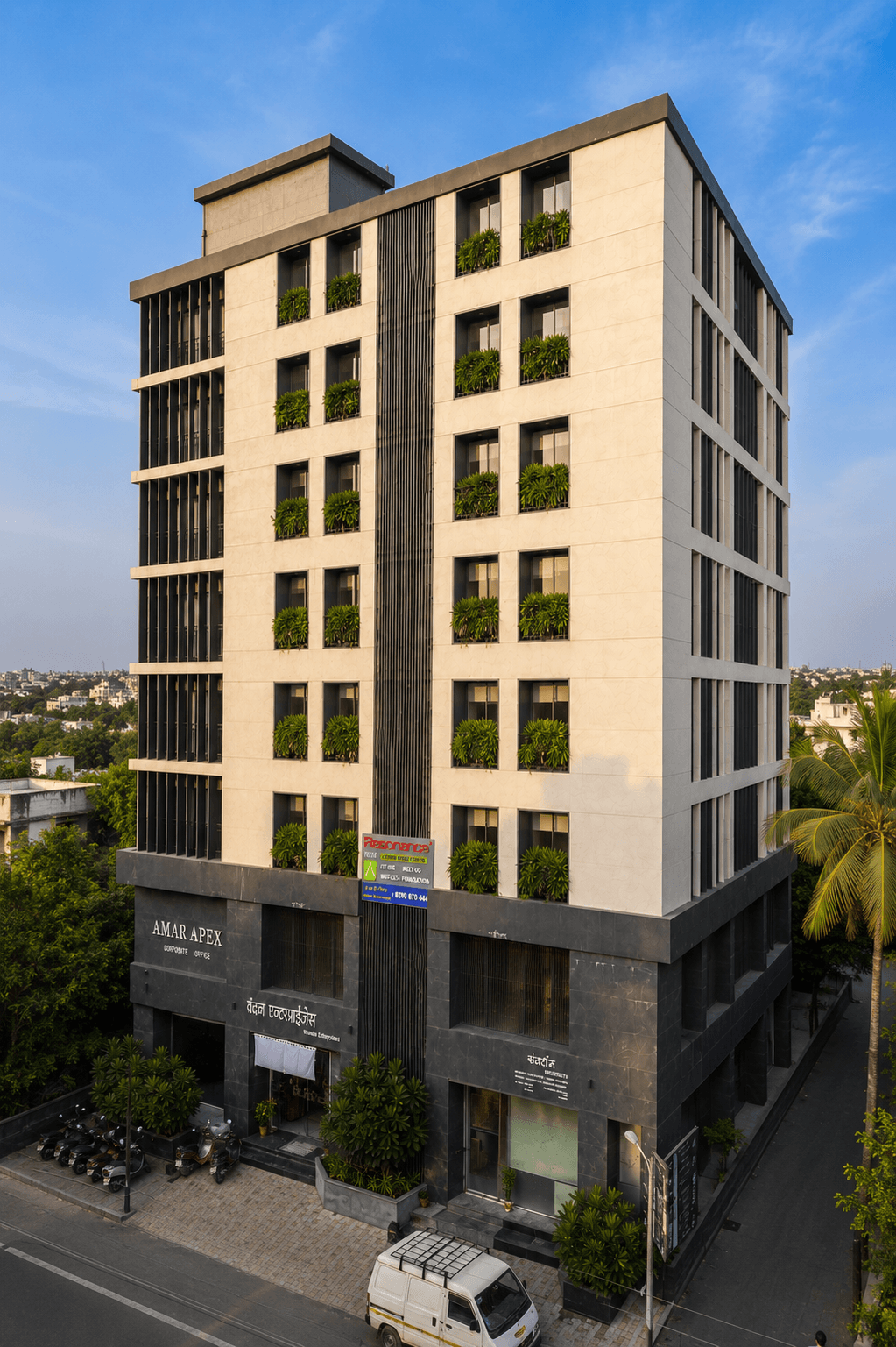 Right angle view of the Resonance Nashik building